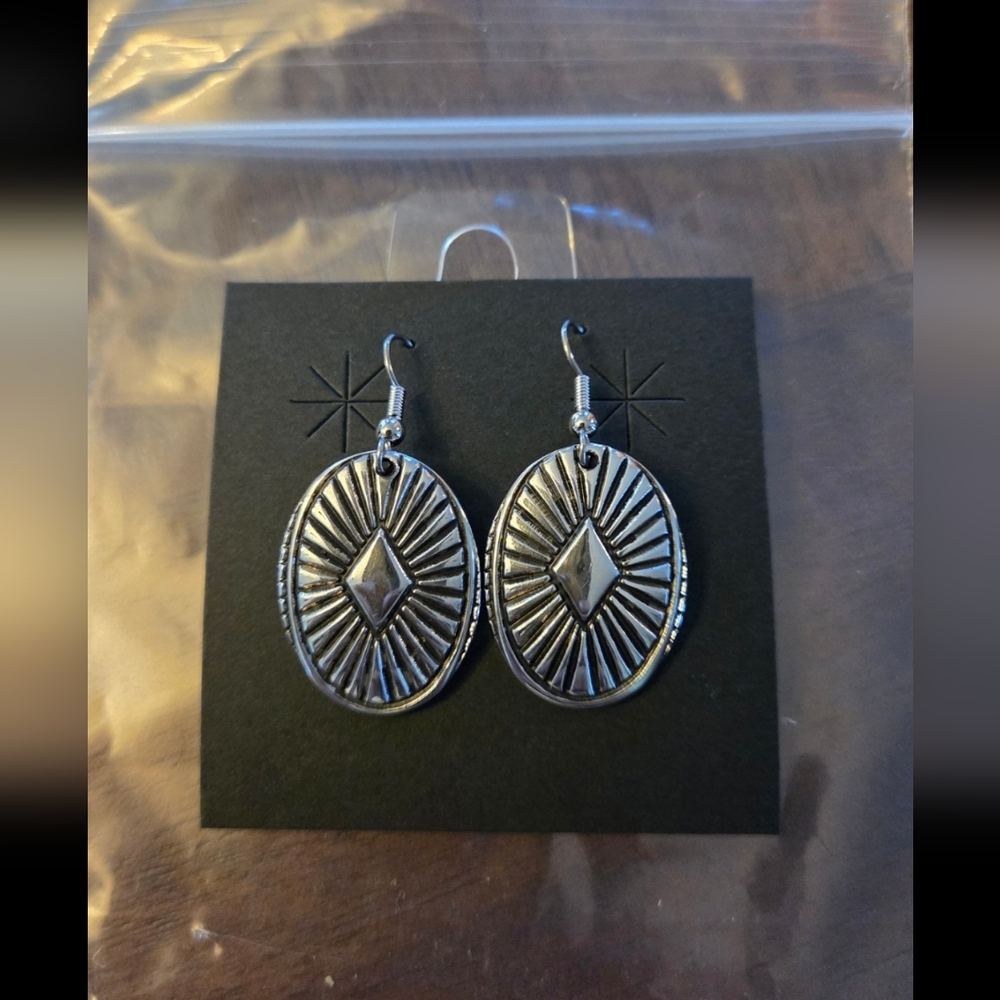 Elegant Silvertone Oval Earrings